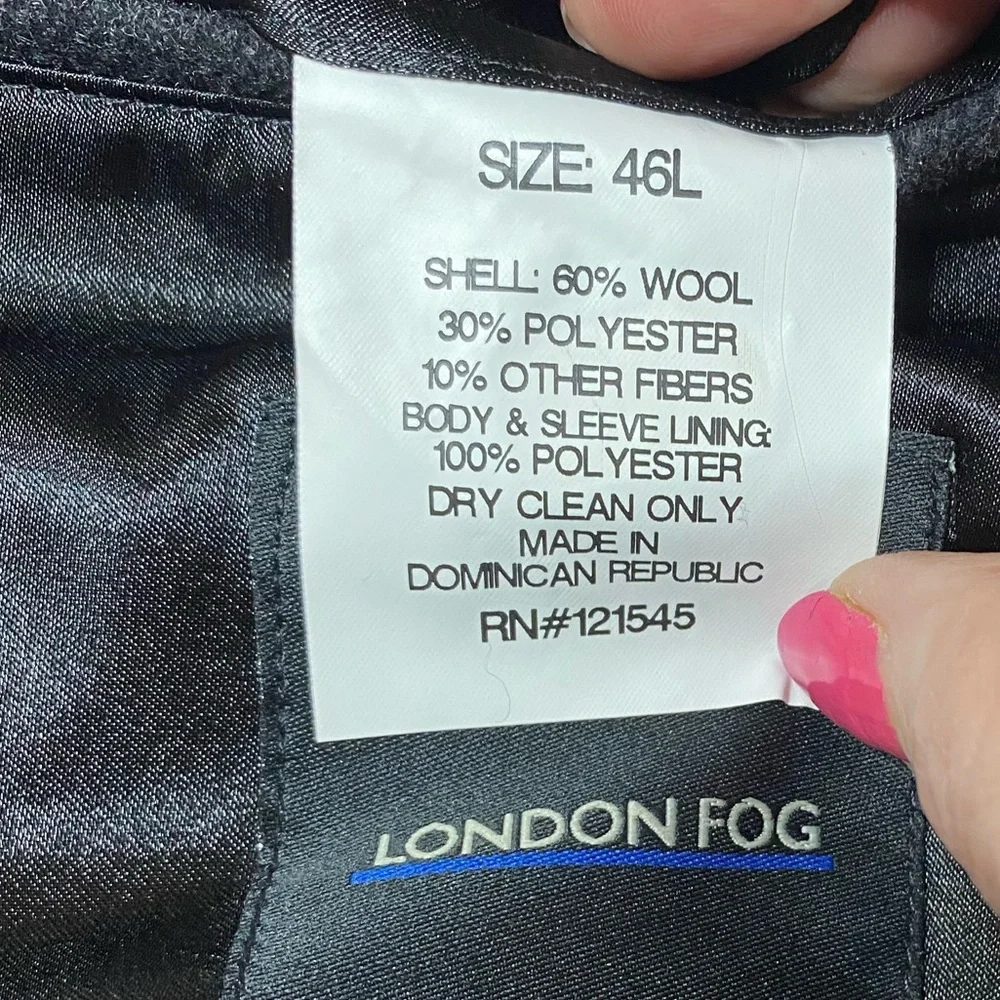 London Fog Men's Classic Dark Charcoal Wool Blend Over Coat 46L NWT